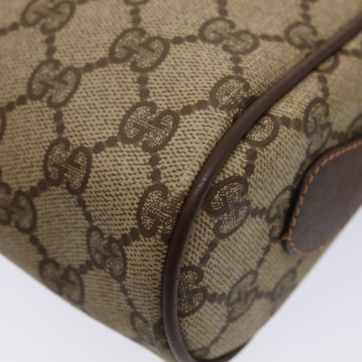 GUCCI GG Supreme Web Sherry Line Shoulder Bag PVC Beige Gold Auth 88744