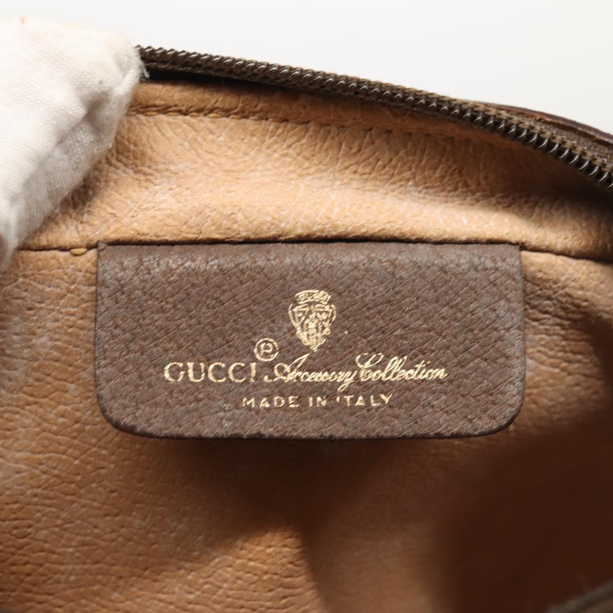 GUCCI GG Supreme Web Sherry Line Shoulder Bag PVC Beige Gold Auth 88744