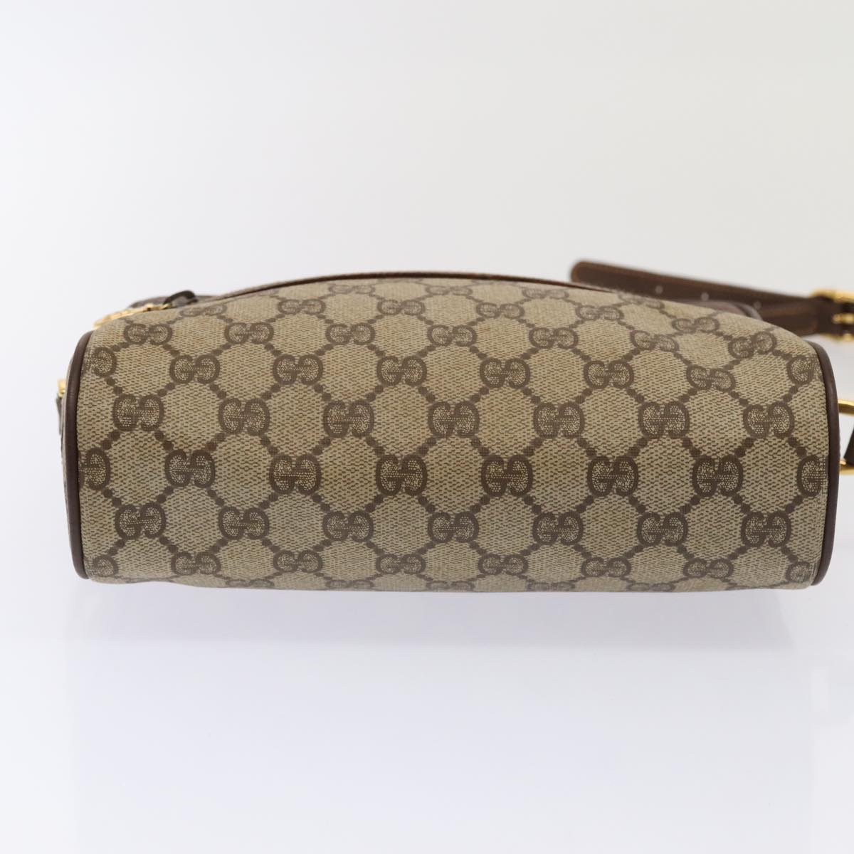 GUCCI GG Supreme Web Sherry Line Shoulder Bag PVC Beige Gold Auth 88744