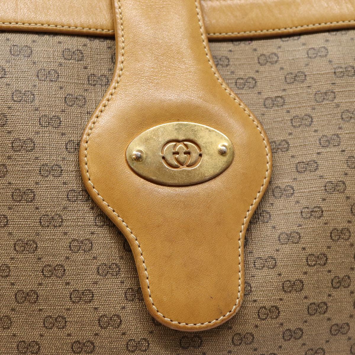 GUCCI Micro GG Canvas Web Sherry Line Shoulder Bag Beige Gold Auth 88776