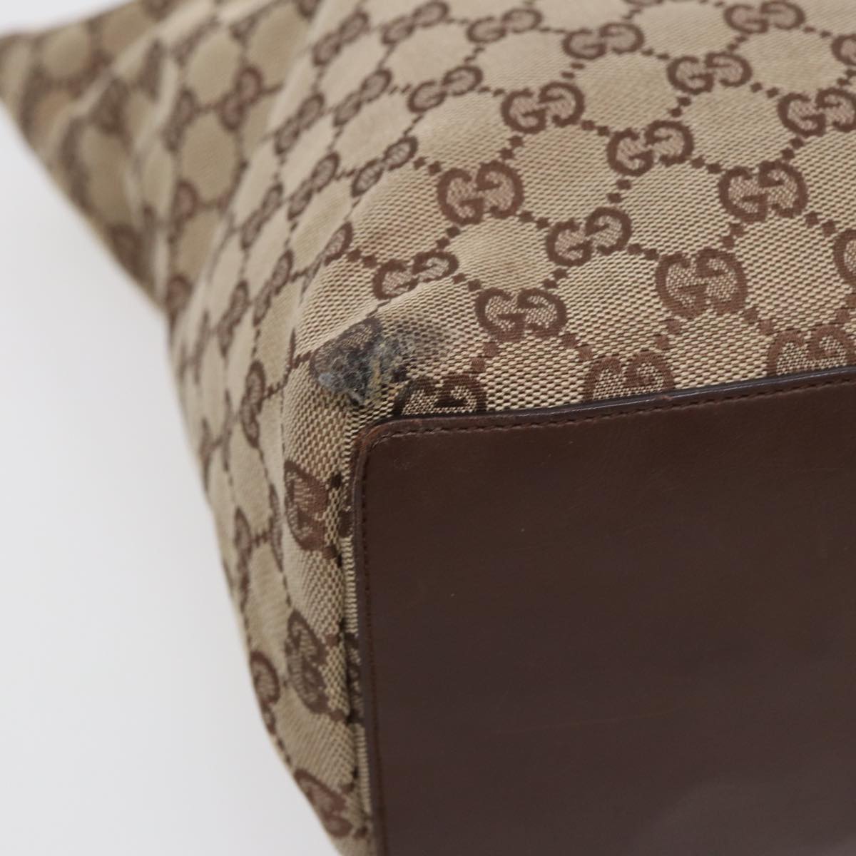 GUCCI GG Canvas Tote Bag Beige Silver 31243 Auth 88782