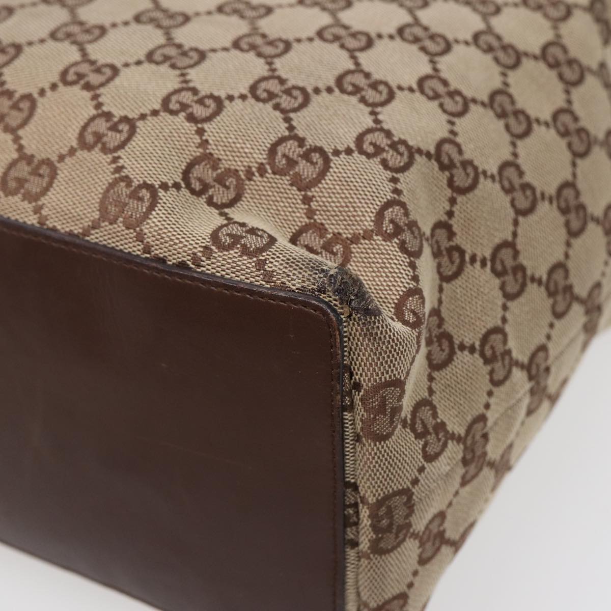 GUCCI GG Canvas Tote Bag Beige Silver 31243 Auth 88782