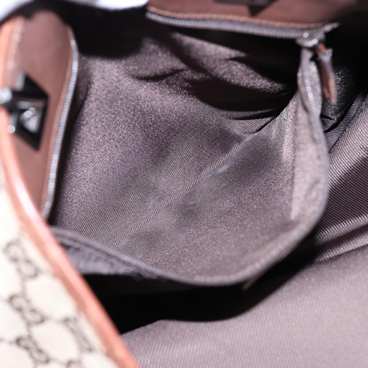 GUCCI GG Canvas Tote Bag Beige Silver 31243 Auth 88782