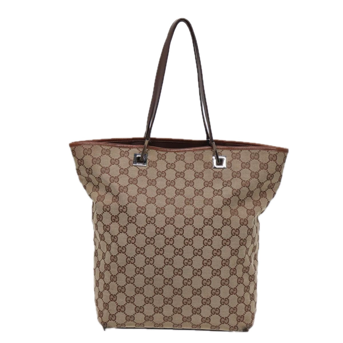 GUCCI GG Canvas Tote Bag Beige Silver 31243 Auth 88782