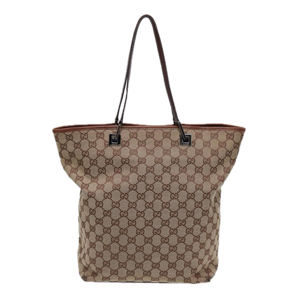 GUCCI GG Canvas Tote Bag Beige Silver 31243 Auth 88782