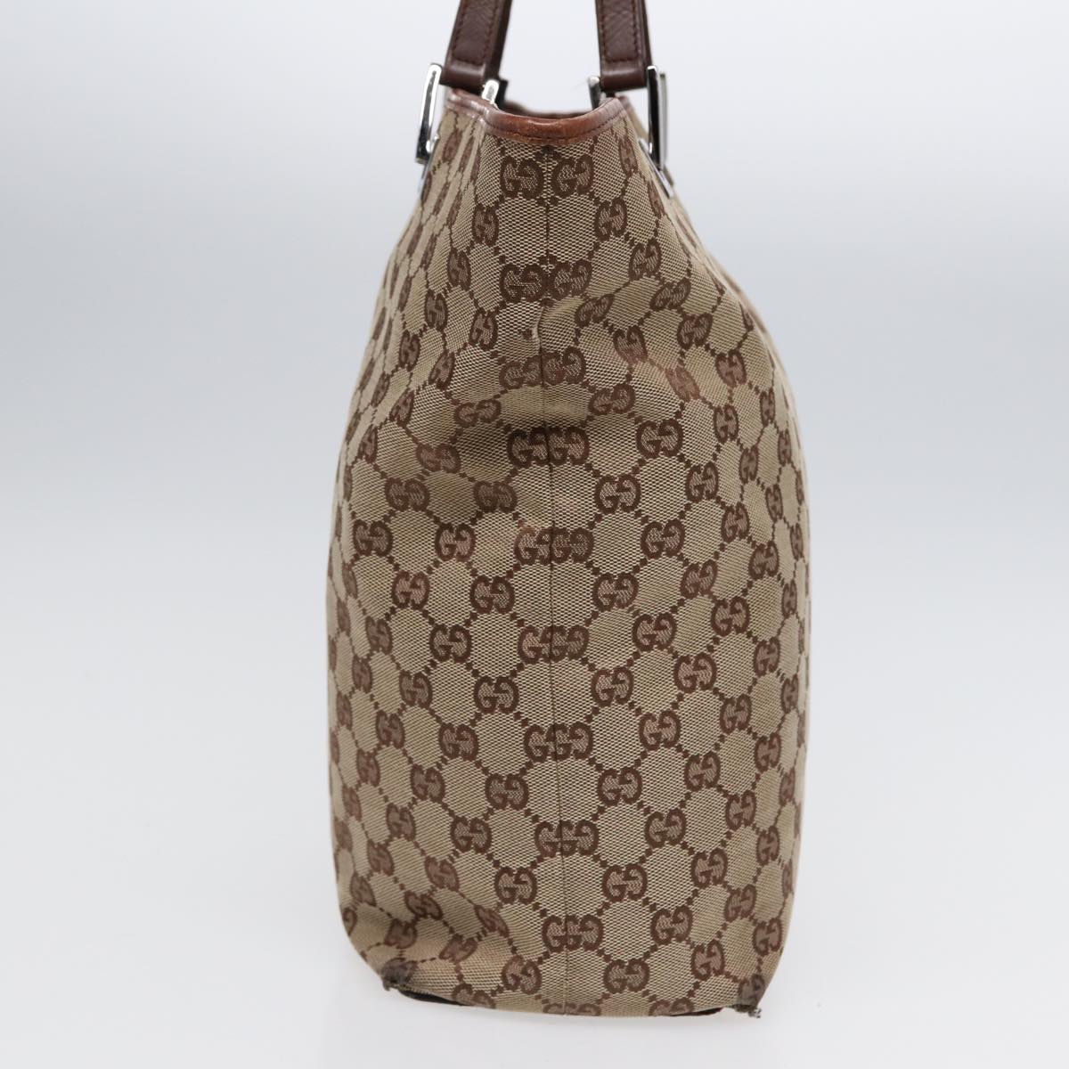 GUCCI GG Canvas Tote Bag Beige Silver 31243 Auth 88782