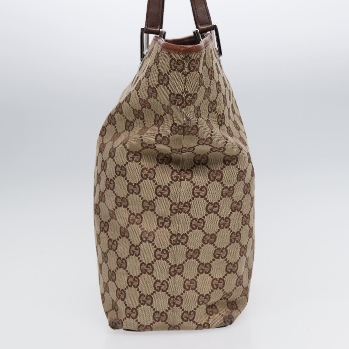 GUCCI GG Canvas Tote Bag Beige Silver 31243 Auth 88782
