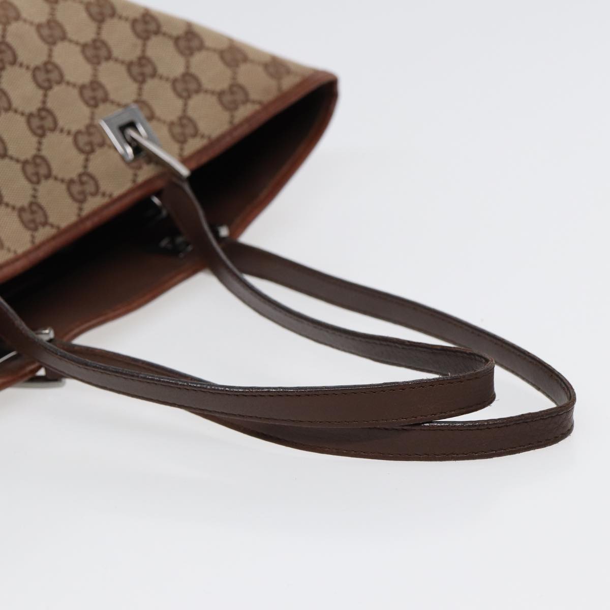 GUCCI GG Canvas Tote Bag Beige Silver 31243 Auth 88782