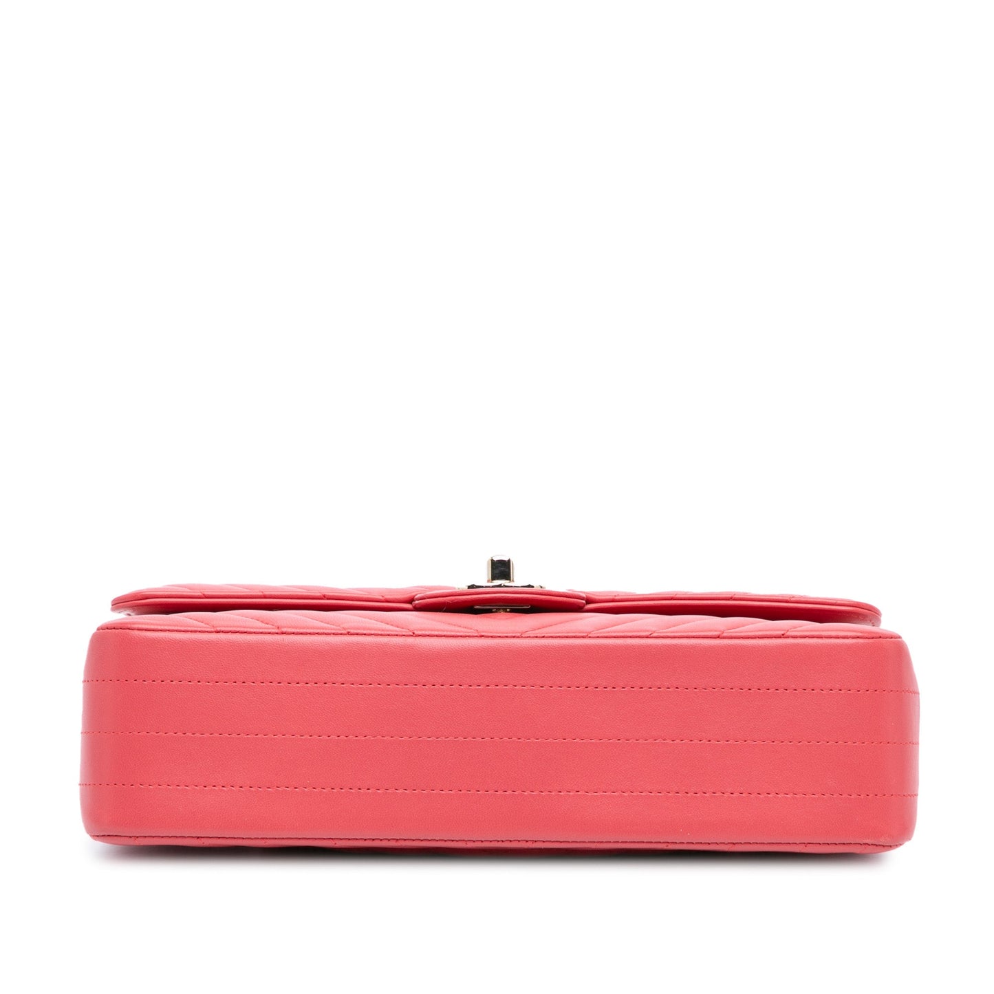 Pink Chanel Medium Classic Chevron Lambskin Double Flap Shoulder Bag