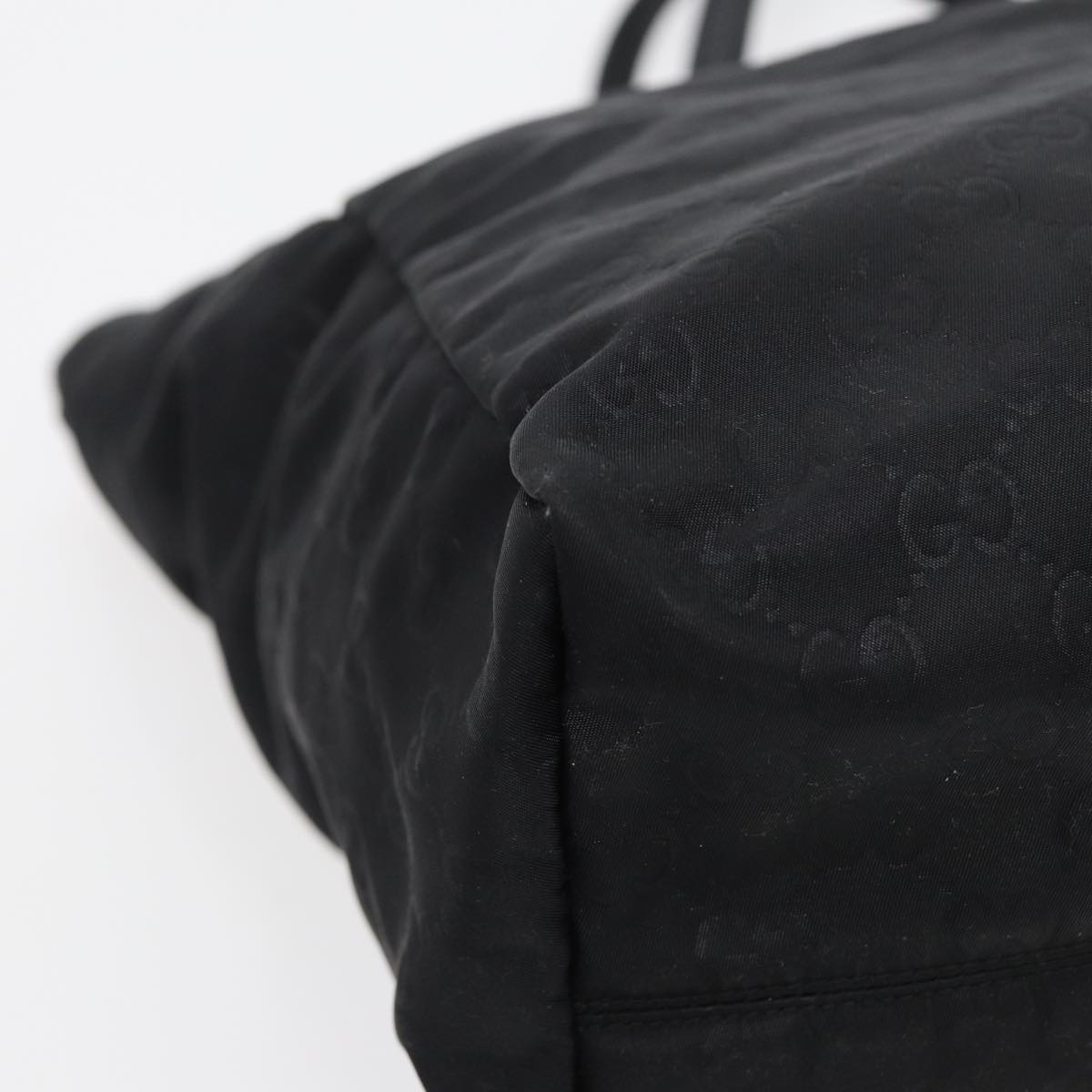 GUCCI GG Canvas Tote Bag Nylon Black Gold 282439 Auth 89135