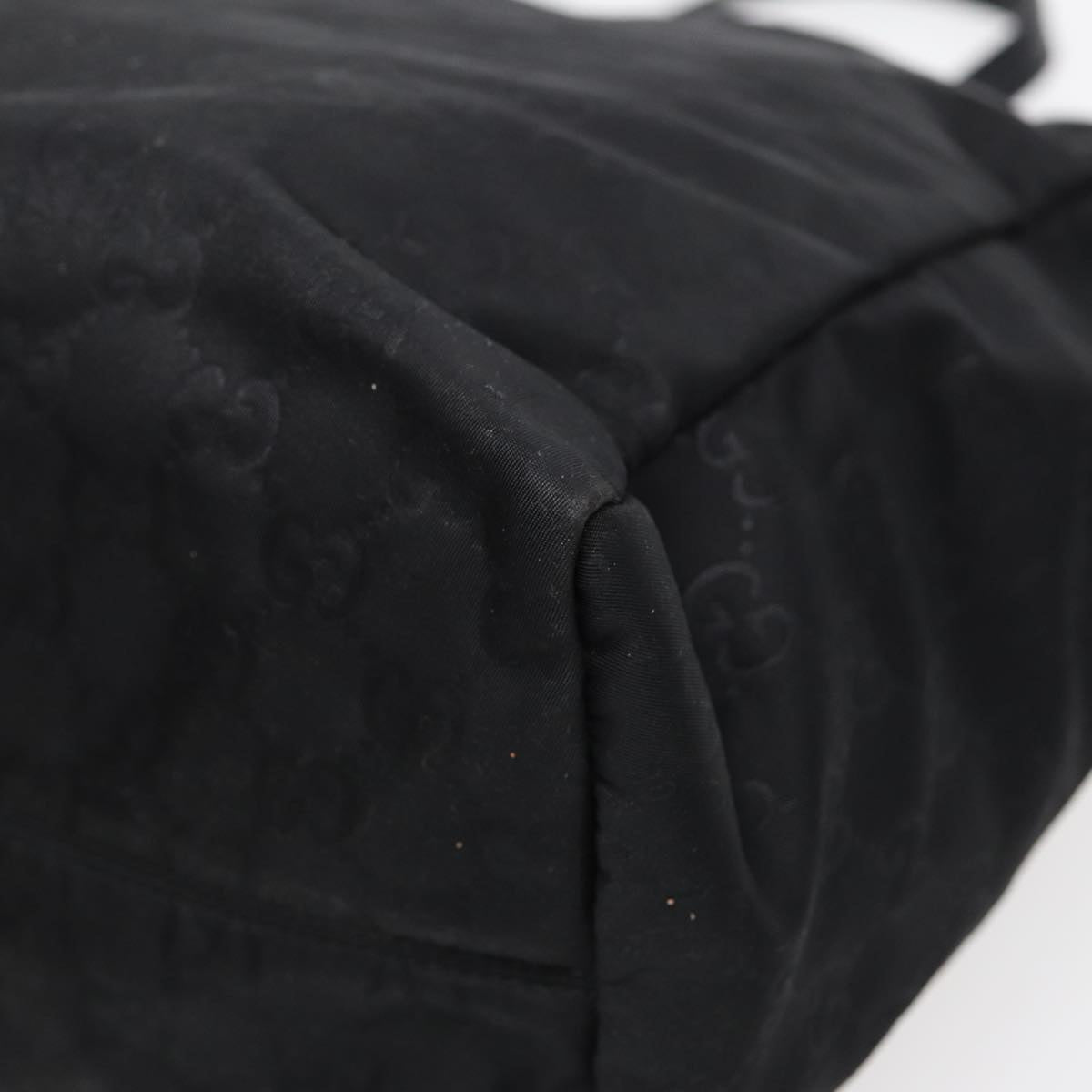 GUCCI GG Canvas Tote Bag Nylon Black Gold 282439 Auth 89135