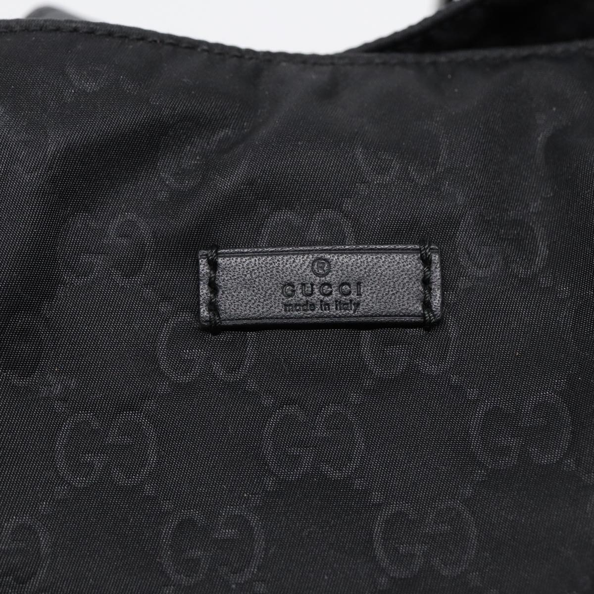 GUCCI GG Canvas Tote Bag Nylon Black Gold 282439 Auth 89135