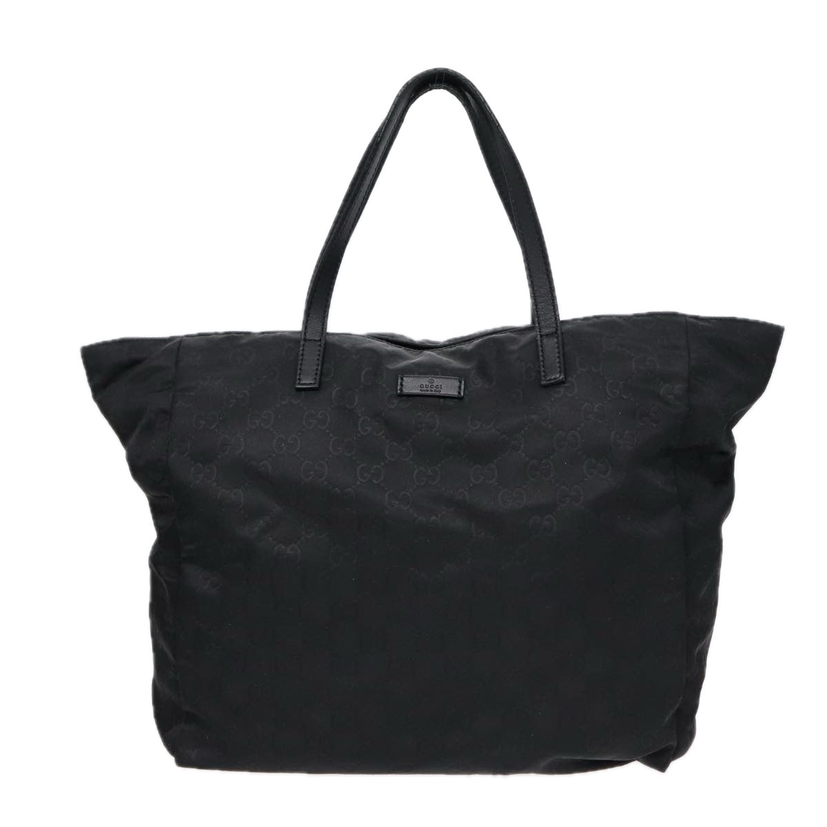 GUCCI GG Canvas Tote Bag Nylon Black Gold 282439 Auth 89135