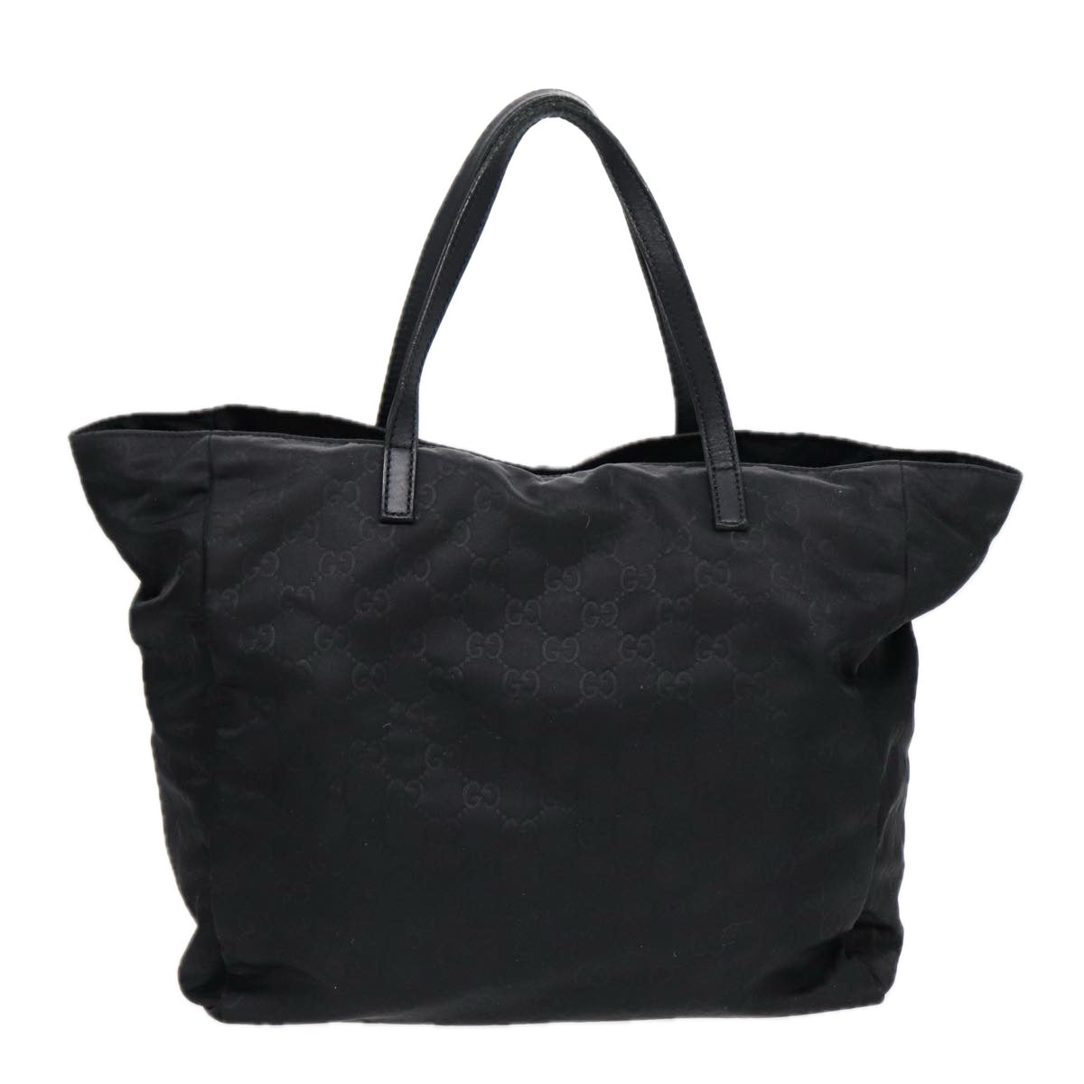 GUCCI GG Canvas Tote Bag Nylon Black Gold 282439 Auth 89135