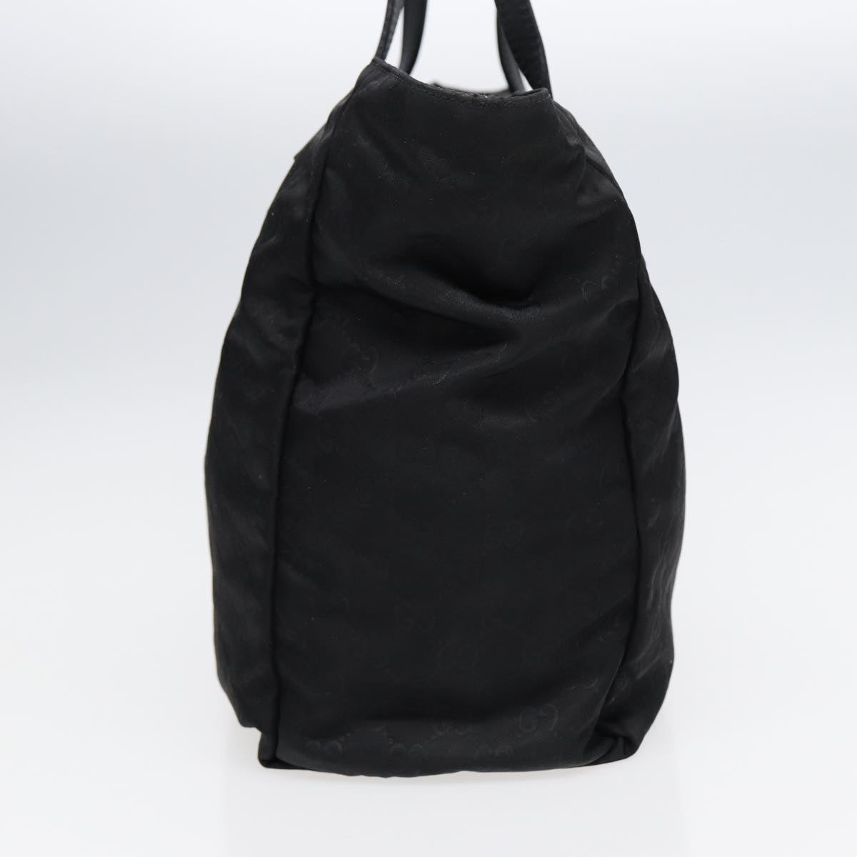 GUCCI GG Canvas Tote Bag Nylon Black Gold 282439 Auth 89135