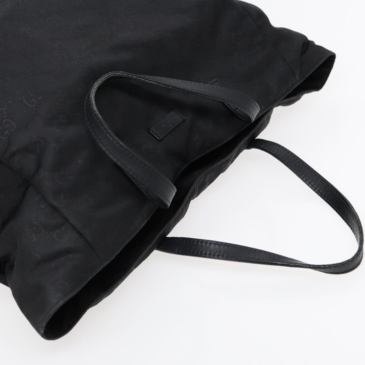 GUCCI GG Canvas Tote Bag Nylon Black Gold 282439 Auth 89135