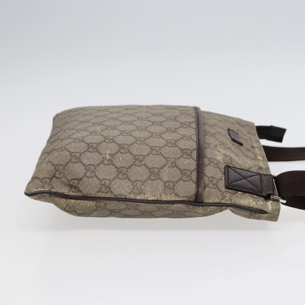 GUCCI GG Supreme Shoulder Bag PVC Leather Beige Silver 141626 Auth 89139