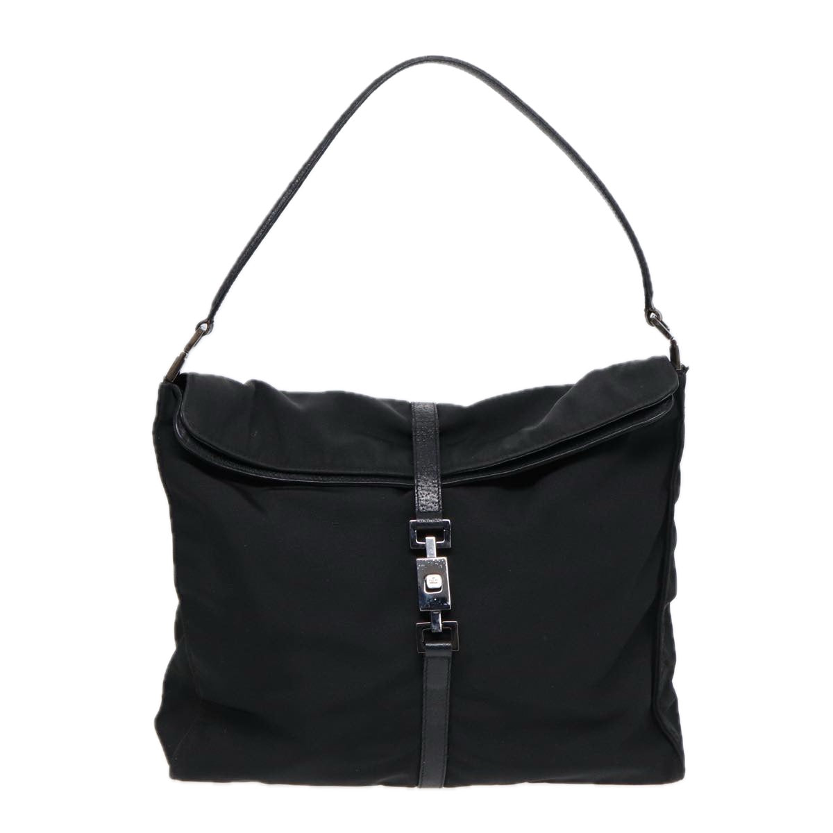 GUCCI Jackie Shoulder Bag Nylon Black Silver 001 3355 Auth 89141