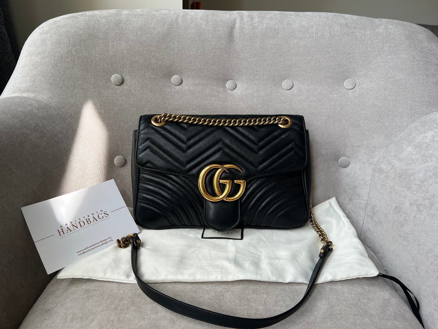 Gucci GG Black Marmont Medium Shoulder Bag