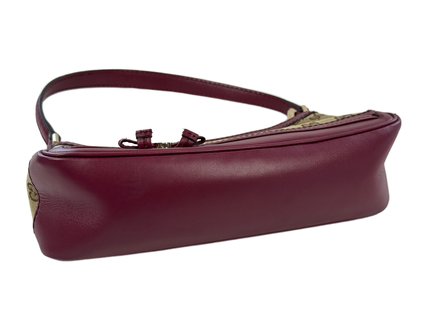 Gucci Brown GG Monogram Canvas Fuchsia Pink Leather Trim Mayfair Bow Logo Shoulder Bag