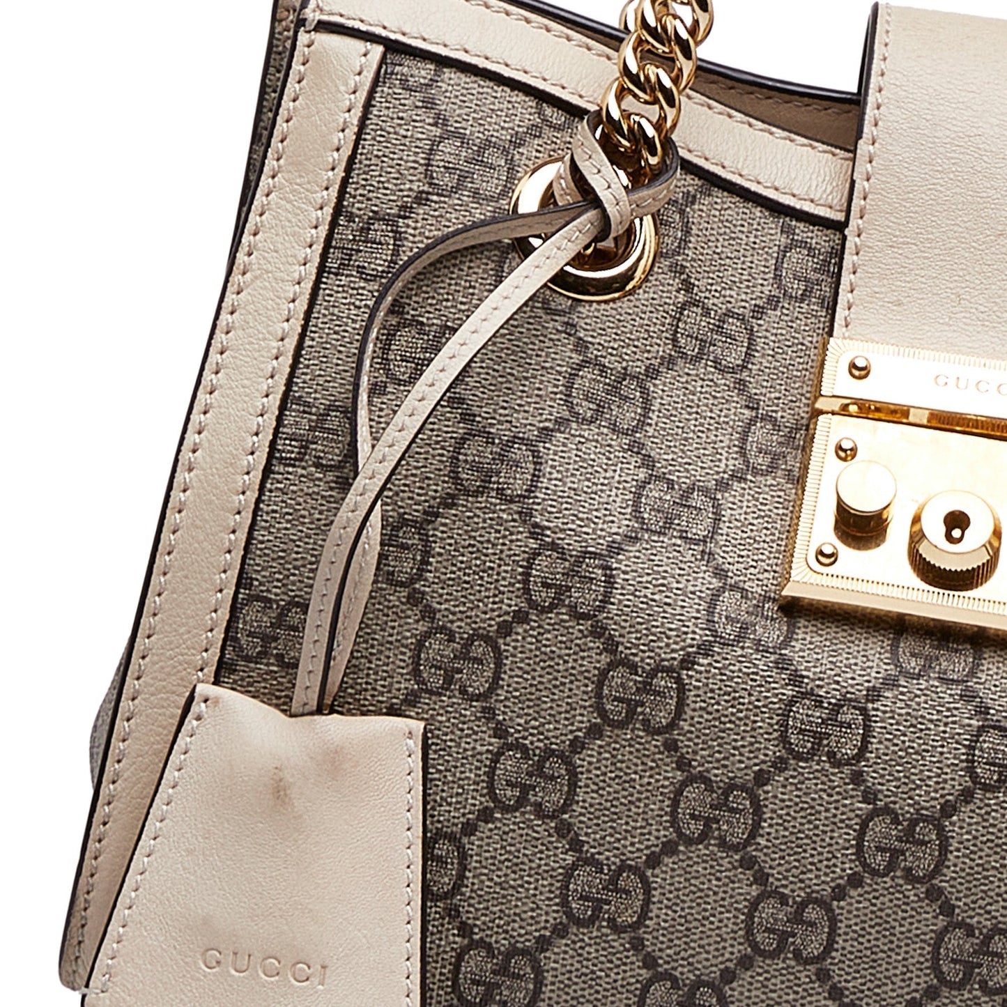 Brown Gucci Small GG Supreme Padlock Tote