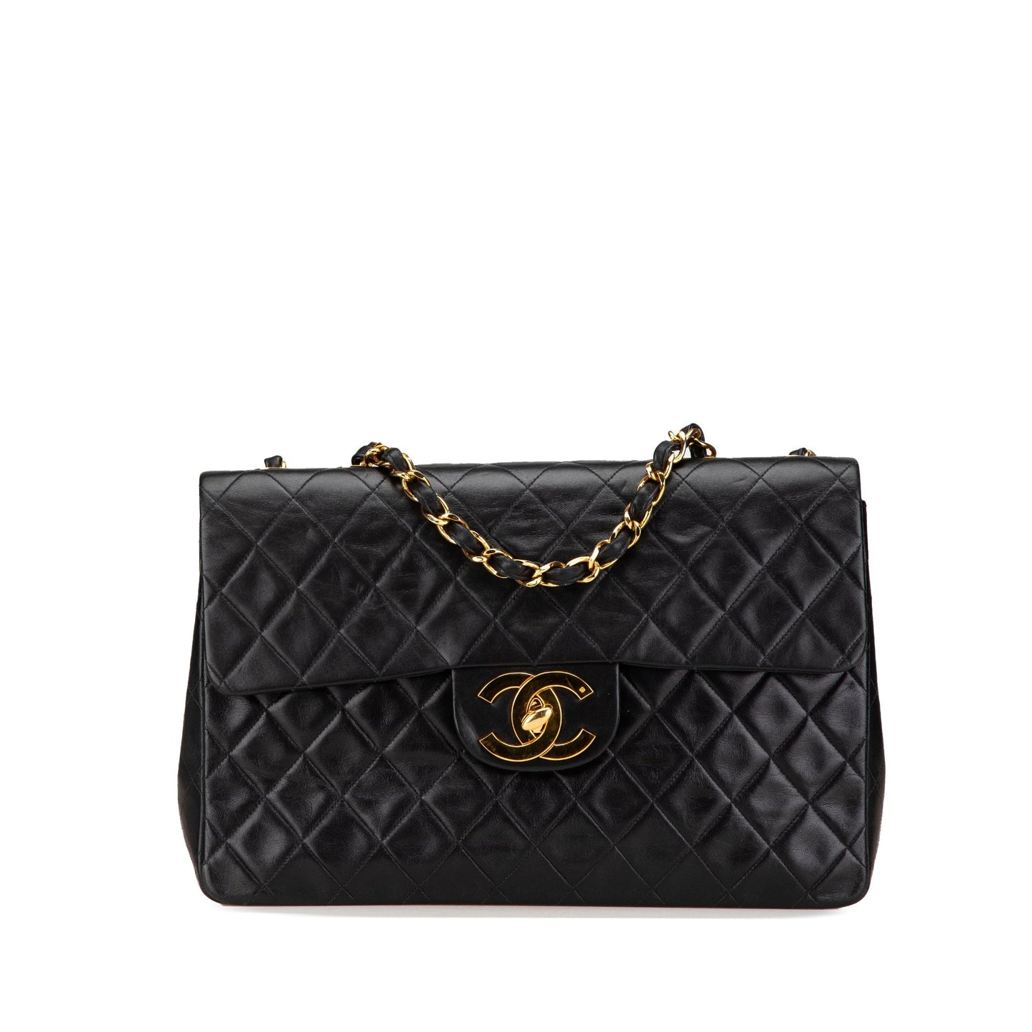 Black Chanel Maxi XL Classic Lambskin Single Flap Shoulder Bag