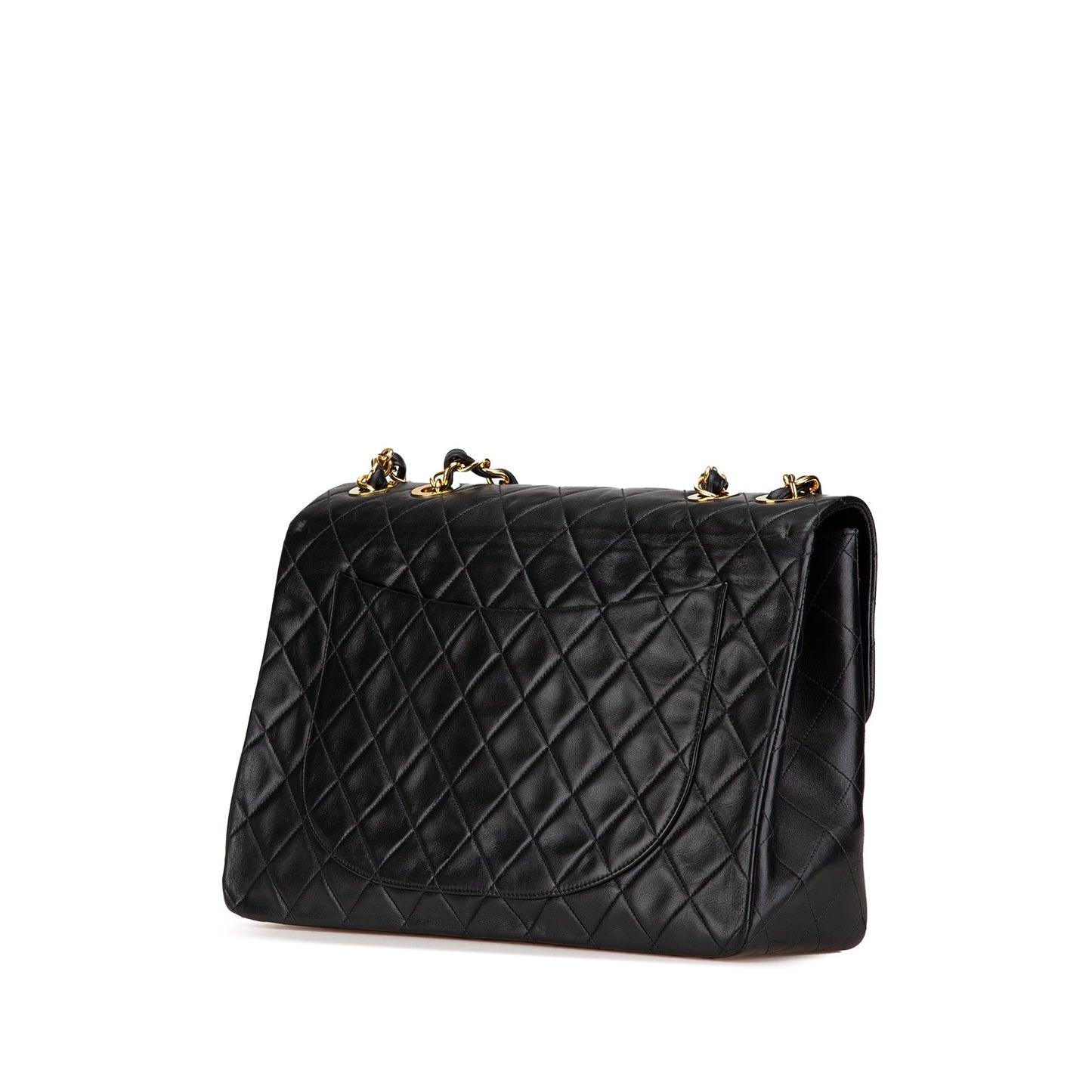 Black Chanel Maxi XL Classic Lambskin Single Flap Shoulder Bag