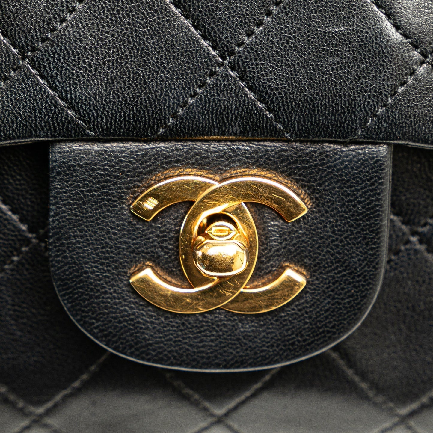 Black Chanel Small Classic Lambskin Double Flap Shoulder Bag