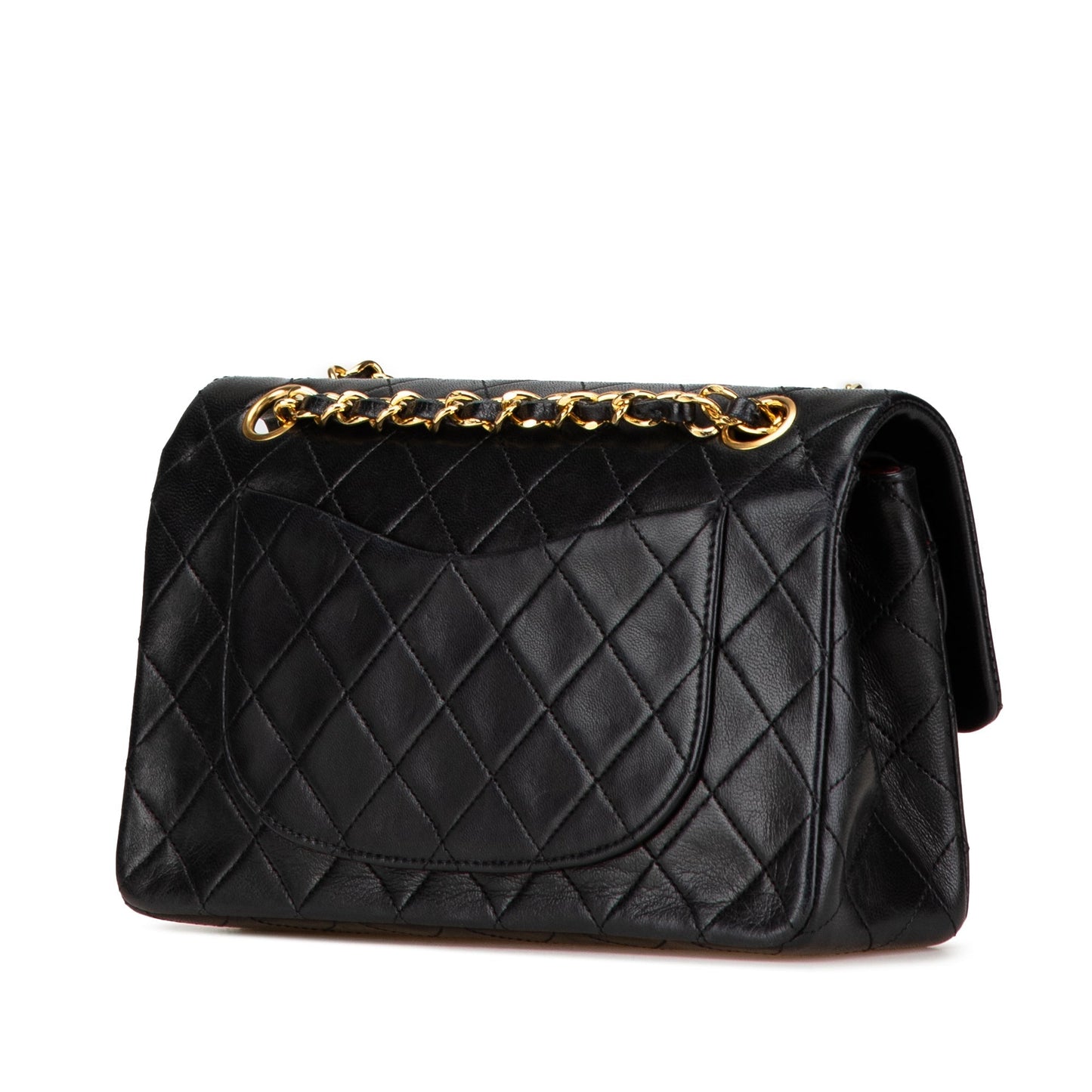 Black Chanel Small Classic Lambskin Double Flap Shoulder Bag