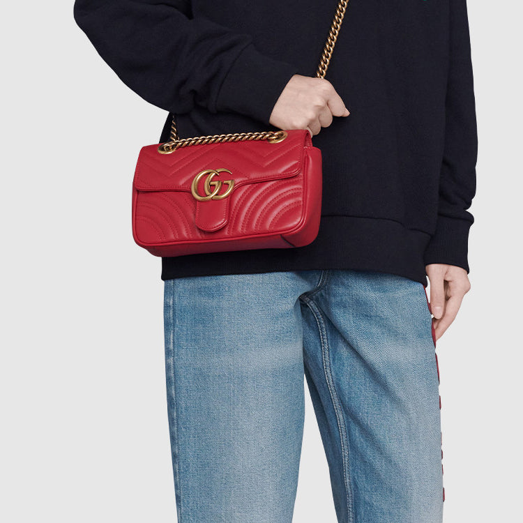 (WMNS) GUCCI GG Marmont Mini Shoulder Bag Red 446744-DTDIT-6433