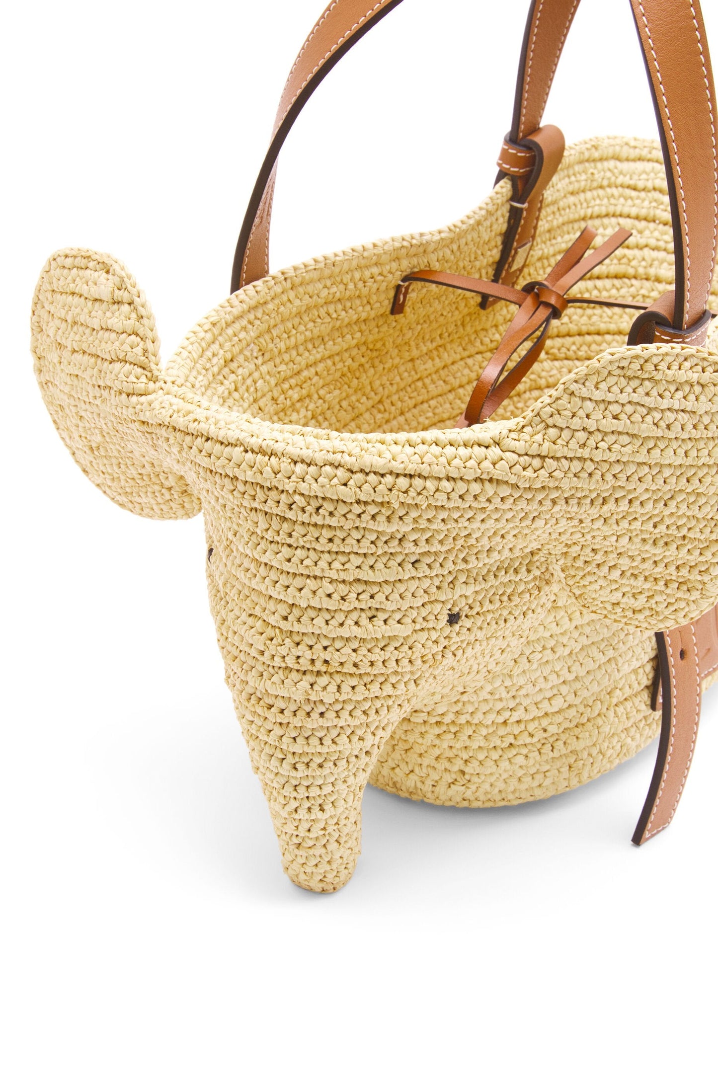 LOEWE Small Elephant Basket bag in raffia and calfskin