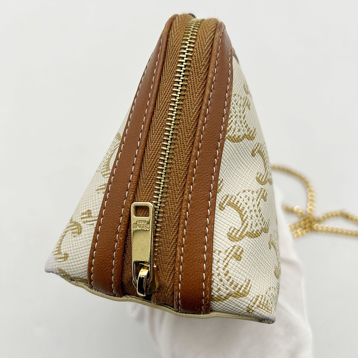 Céline Cream Celine Triomphe Clutch On Chain Crossbody Bag Leather LA41893