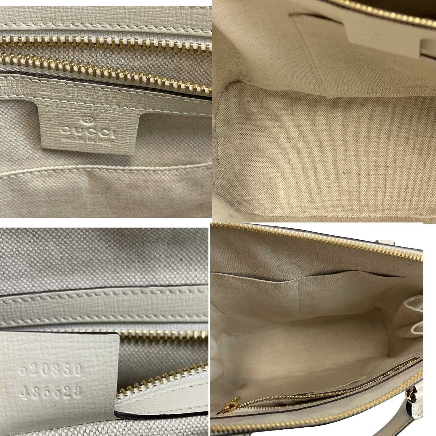 GUCCI GG Supreme 1955 Horsebit Medium Mystic White Top Handle Crossbody