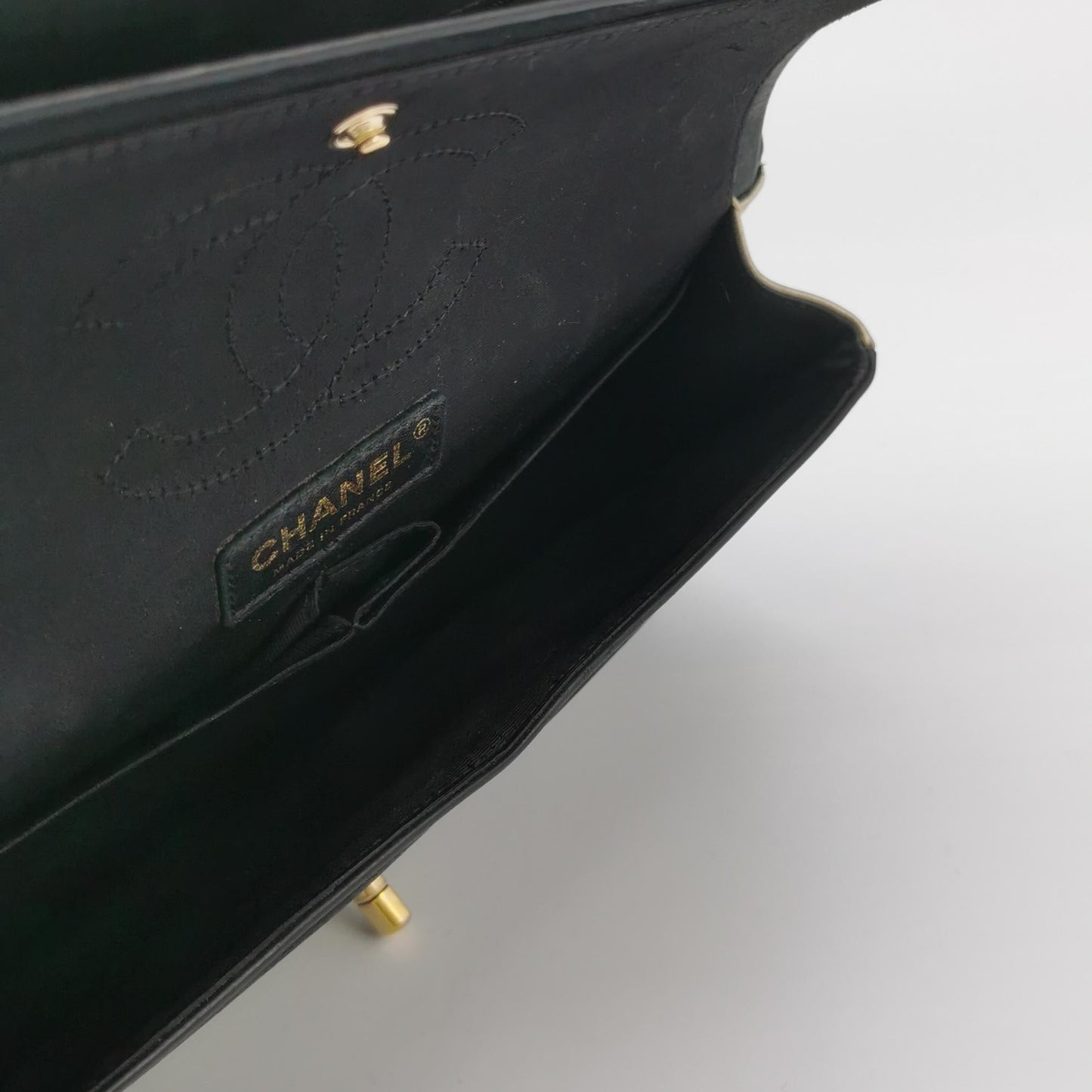 Chanel Classic Flap Gold and Black Calfskin Leather Gold-tone Hardware Shoulder Bag