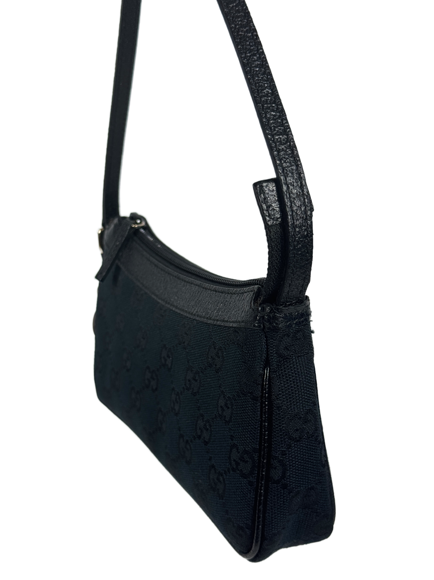 Gucci Vintage Black GG Monogram Mini Charmy Shoulder Pochette Bag