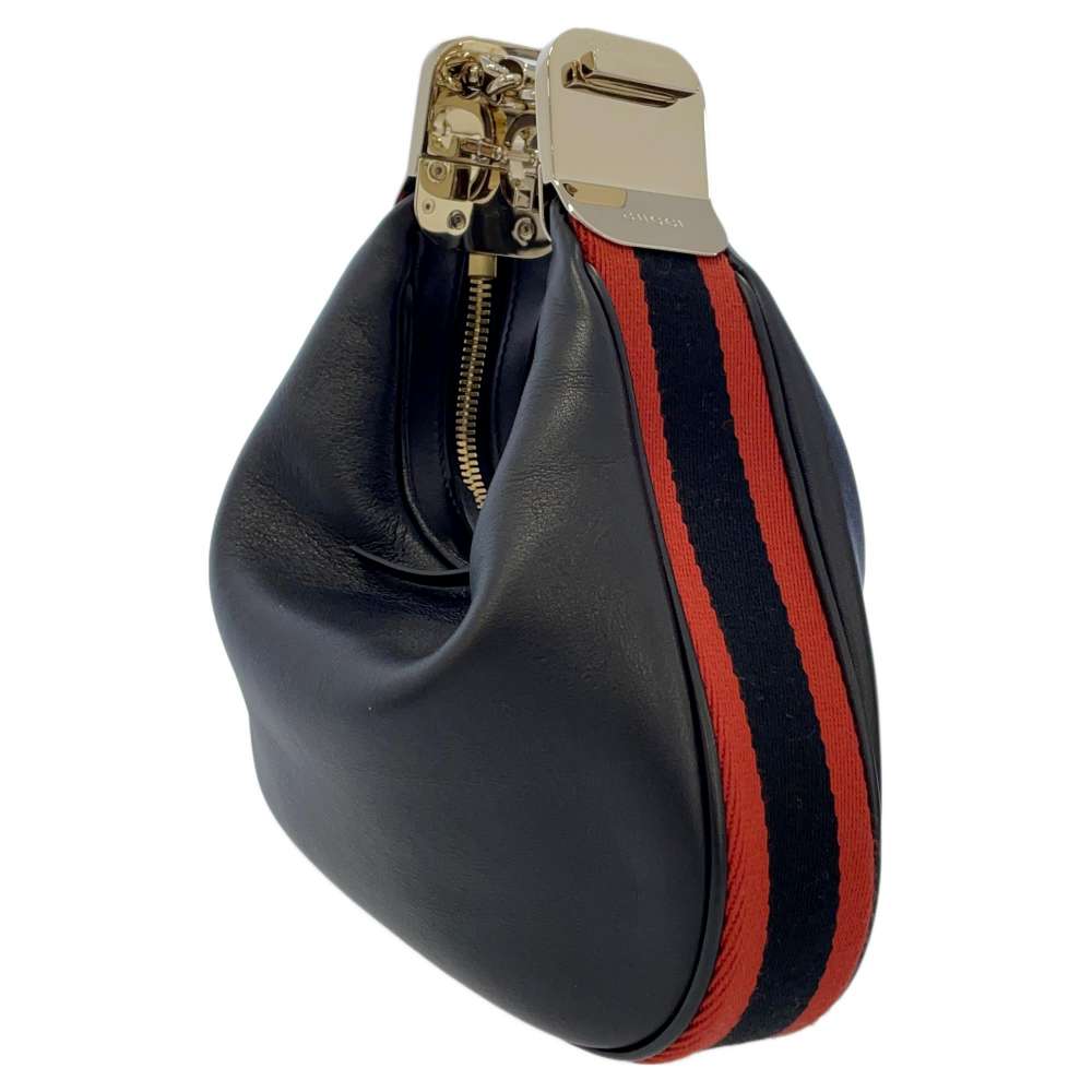 GUCCI Attaché Shoulder Bag Black/Red 699409 Leather Size Small
