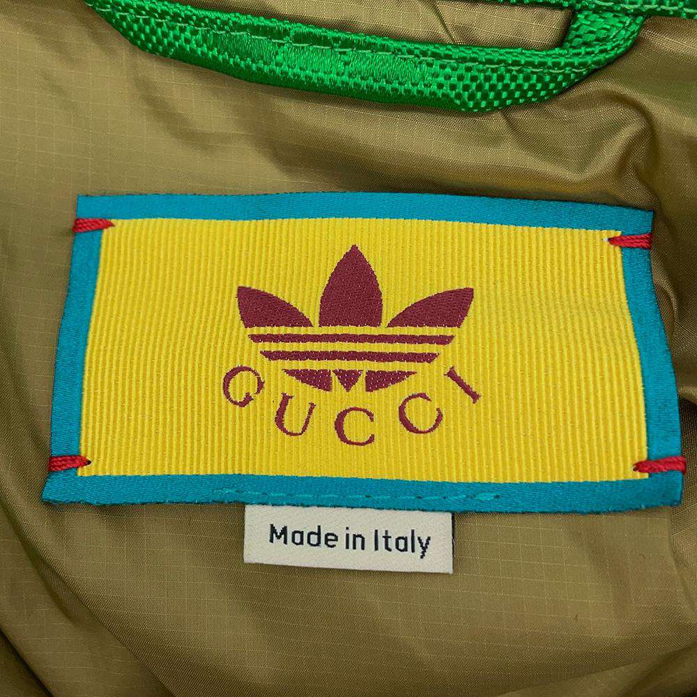 GUCCI Adidas Collaboration Macro GG Half Zip Jacket Size 50 Green 696651 Nylon100%
