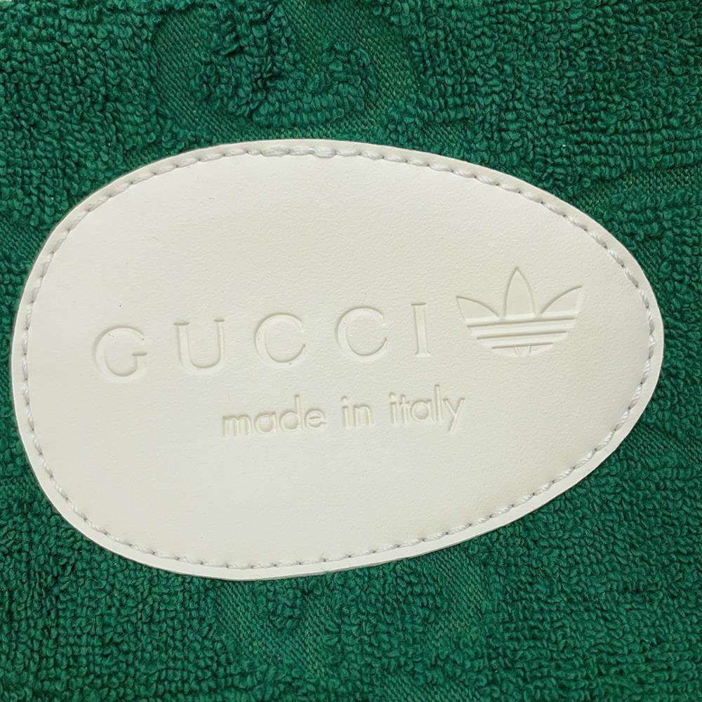 GUCCI Adidas Collaboration Platform Sandals Green/White 702412 GGCotton Rubber Size 9