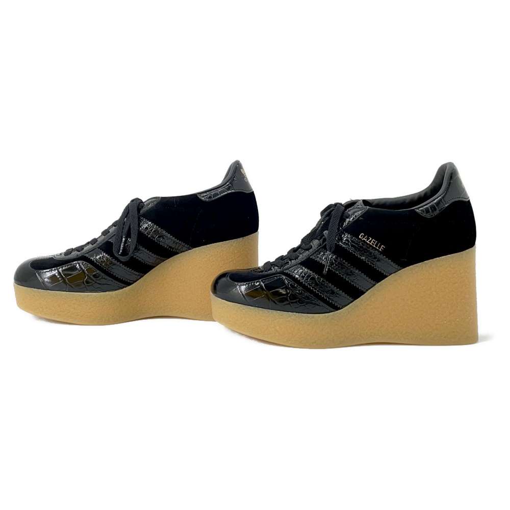 GUCCI adidas Collaboration Gazelle Wedge Sneakers Black 725627 Leather Patent Leather Size 39