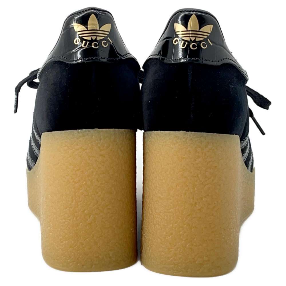GUCCI adidas Collaboration Gazelle Wedge Sneakers Black 725627 Leather Patent Leather Size 39