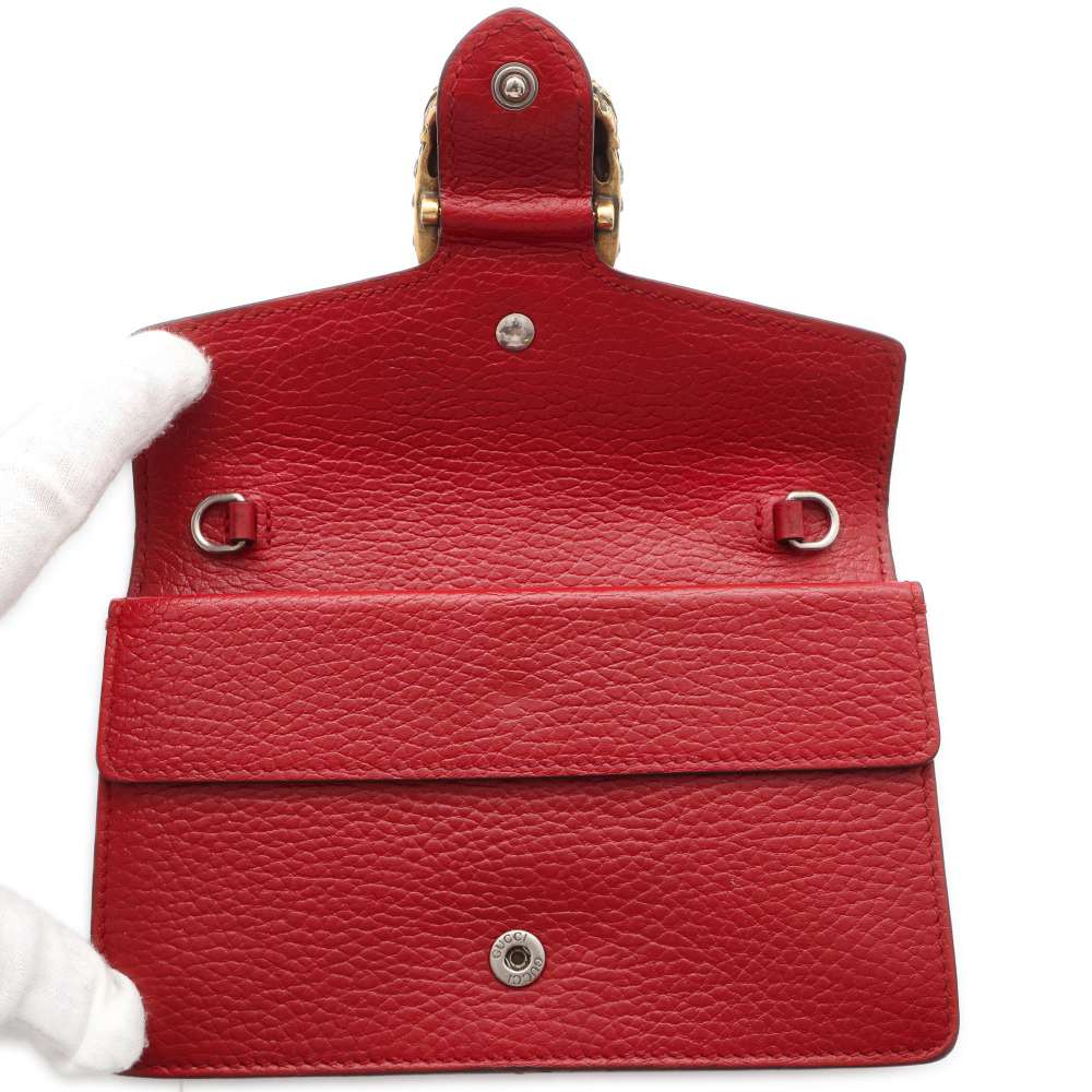 GUCCI Dionysus Chain Shoulder Bag Red 476432 Leather