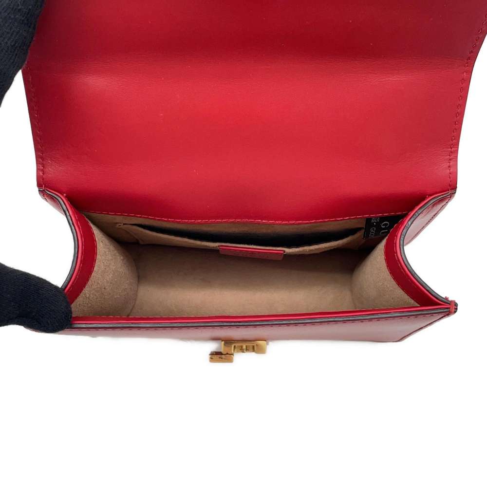 GUCCI Sylvie Shoulder Bag Red 431666 Leather