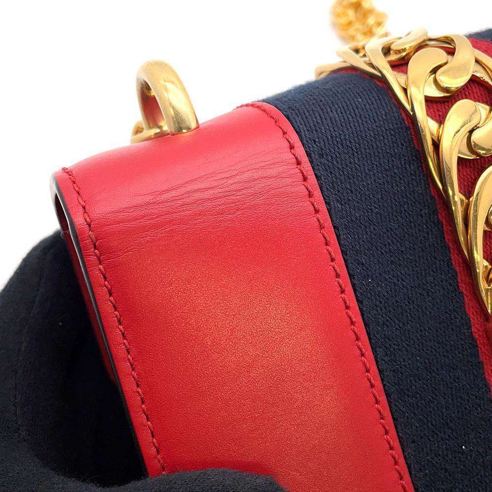 GUCCI Sylvie Shoulder Bag Red 431666 Leather