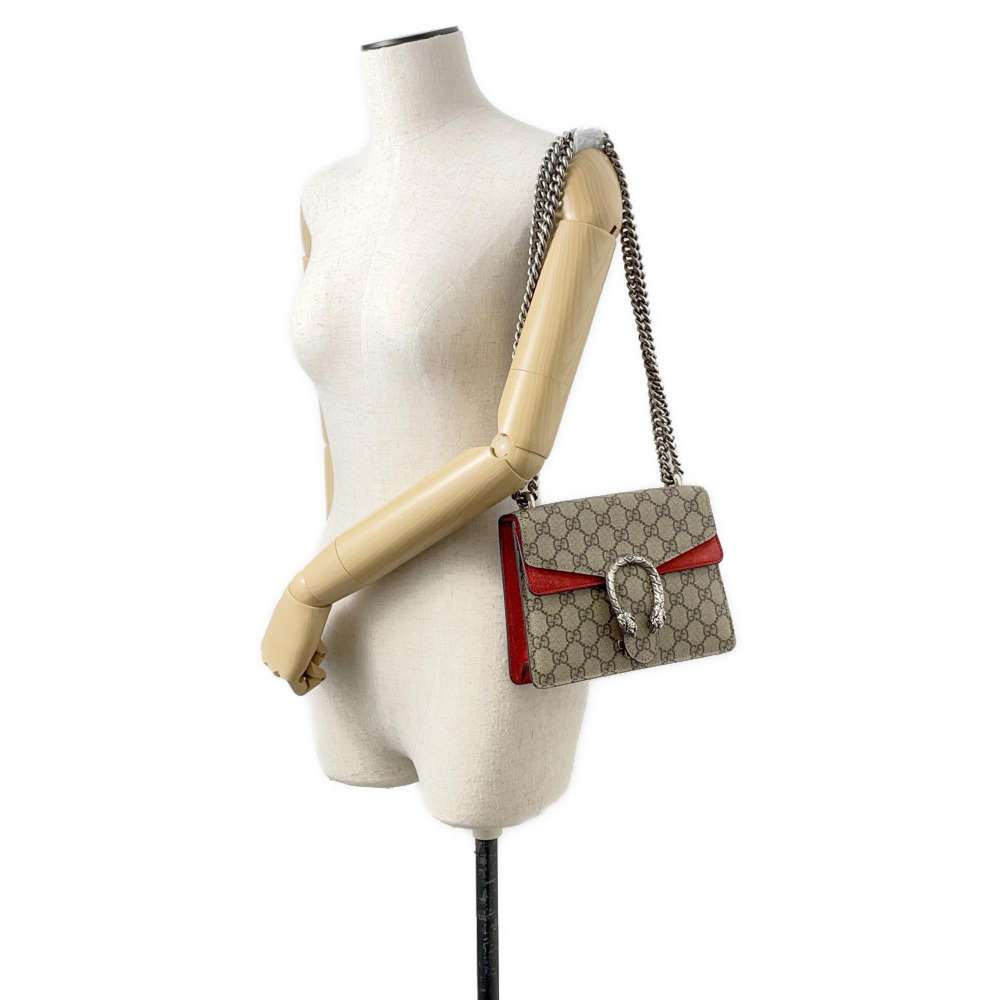 GUCCI Dionysus GG Supreme Shoulder Bag Brown/Red 421970 PVC Leather