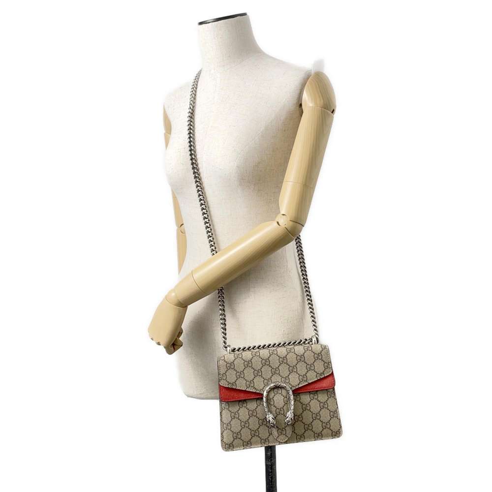 GUCCI Dionysus GG Supreme Shoulder Bag Brown/Red 421970 PVC Leather