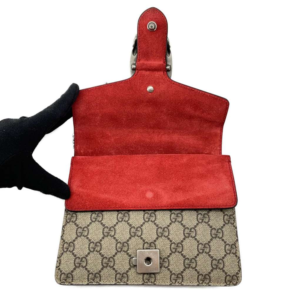 GUCCI Dionysus GG Supreme Shoulder Bag Brown/Red 421970 PVC Leather