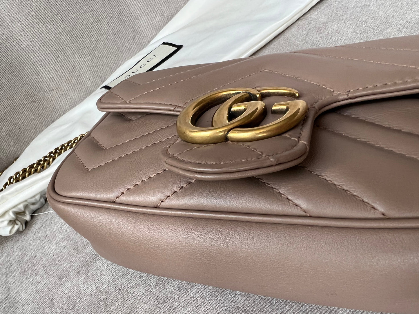 Gucci GG Dusty Pink Marmont Super Mini Shoulder Bag