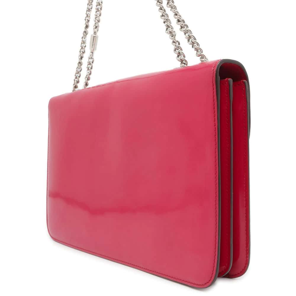 GUCCI Interlocking G Chain Shoulder Pink 387606 Patent Leather