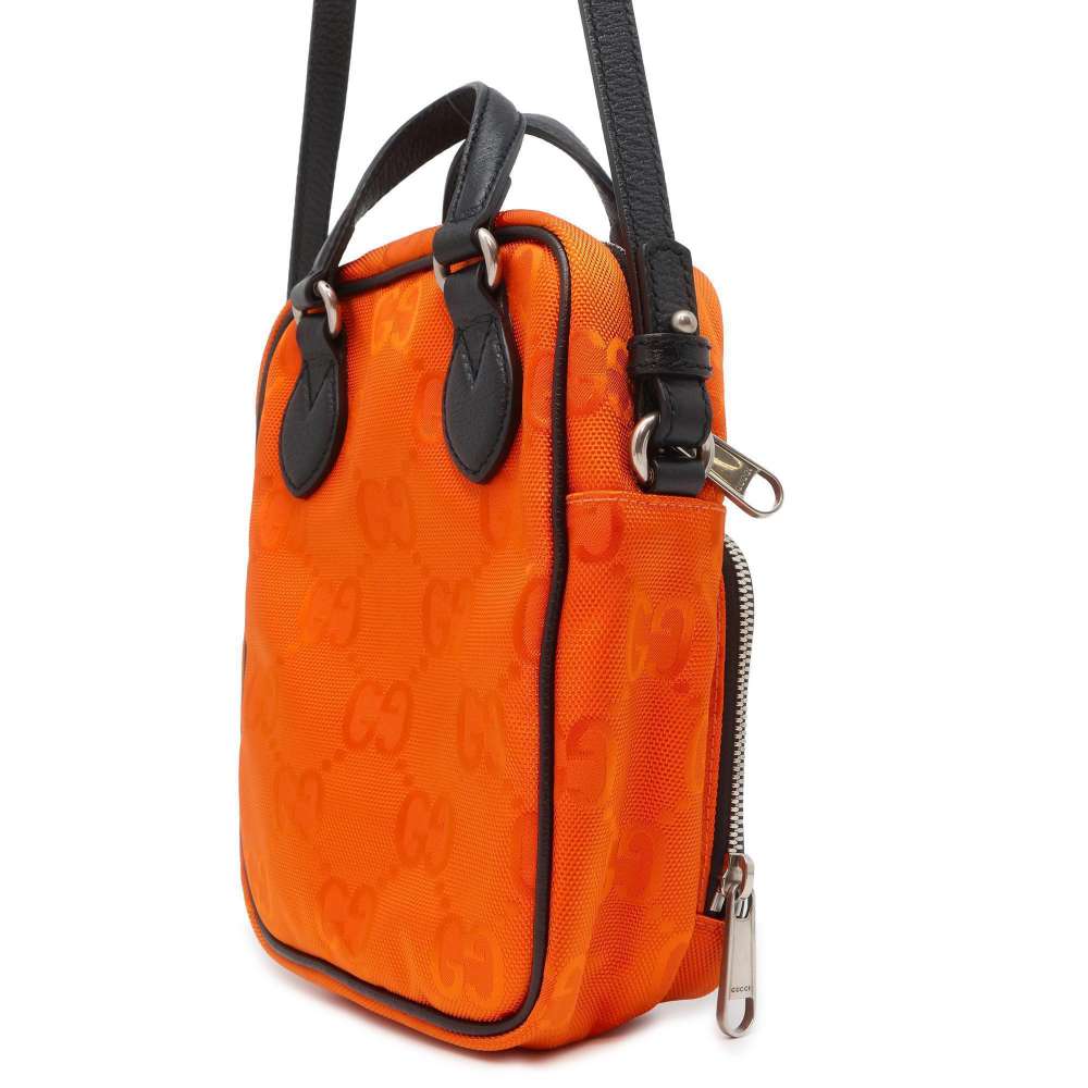 GUCCI GG Canvas Off the Grid 2way Shoulder Bag Orange/Black 625850 Nylon Leather