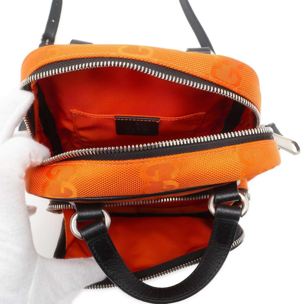 GUCCI GG Canvas Off the Grid 2way Shoulder Bag Orange/Black 625850 Nylon Leather